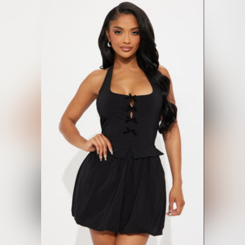 Black Halter Bubble Dress